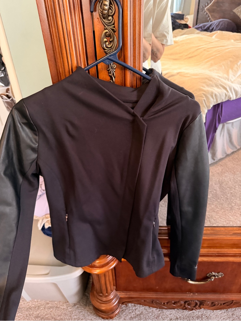 CALIA by Carrie Underwood Black Jacket with Faux Leather Sleeves